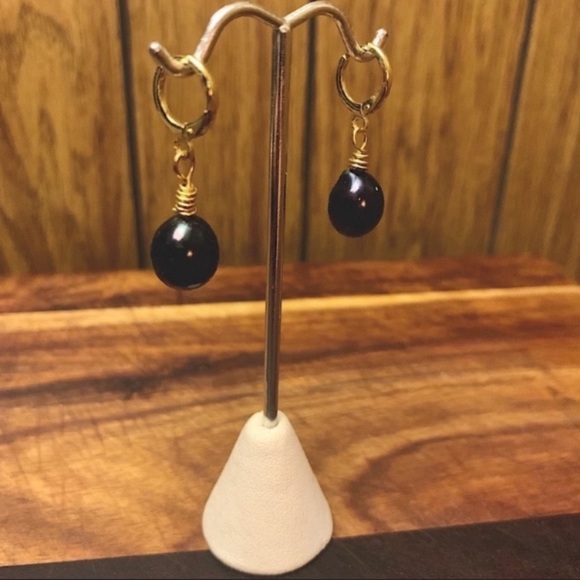 Genuine 10mm Black Tahitian Pearl Drop Earrings - Picture 5 of 8
